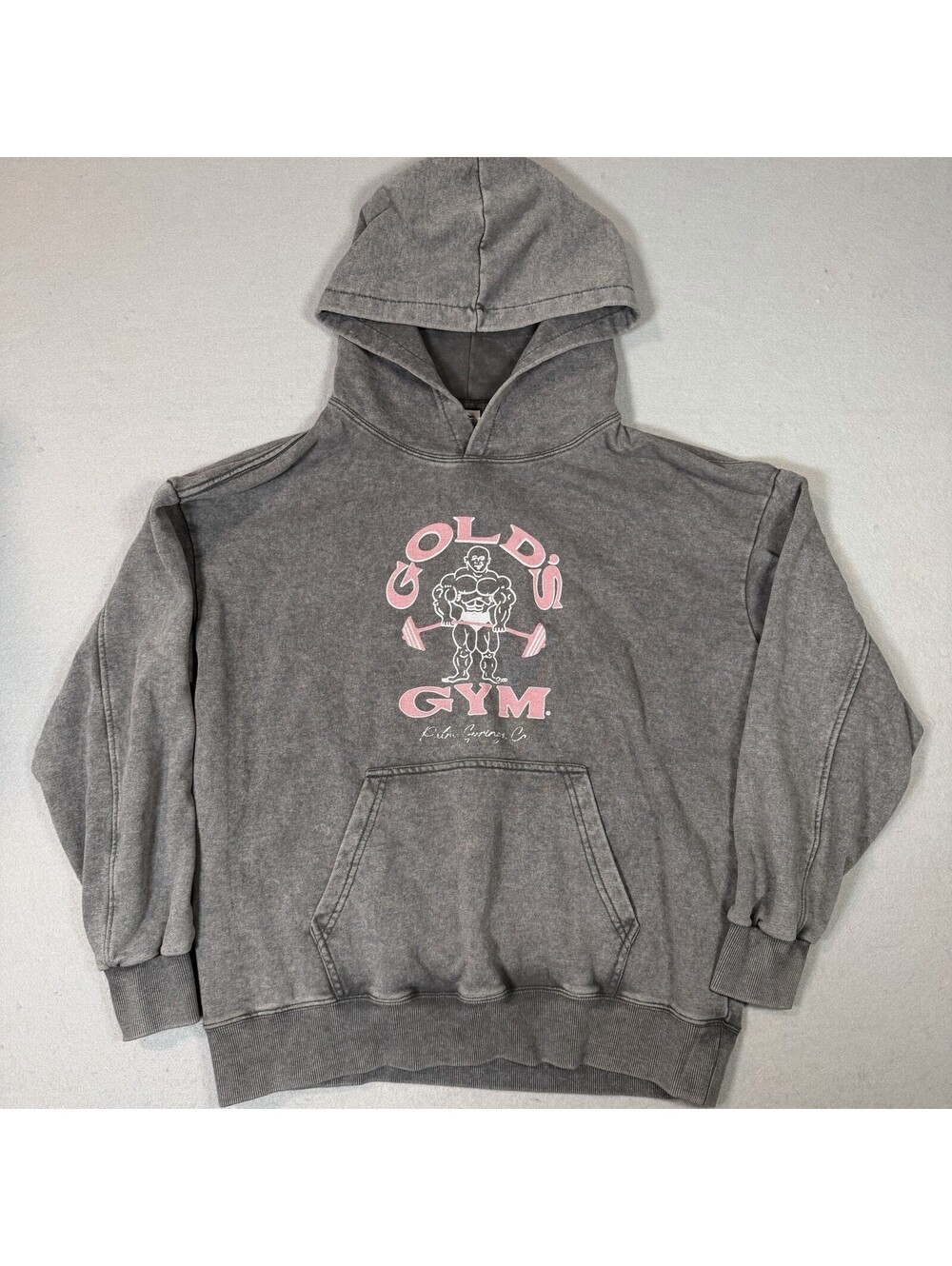 Golds Gym Distressed Gray Hoodie Sweatshirt Adult Large Palm Springs CA